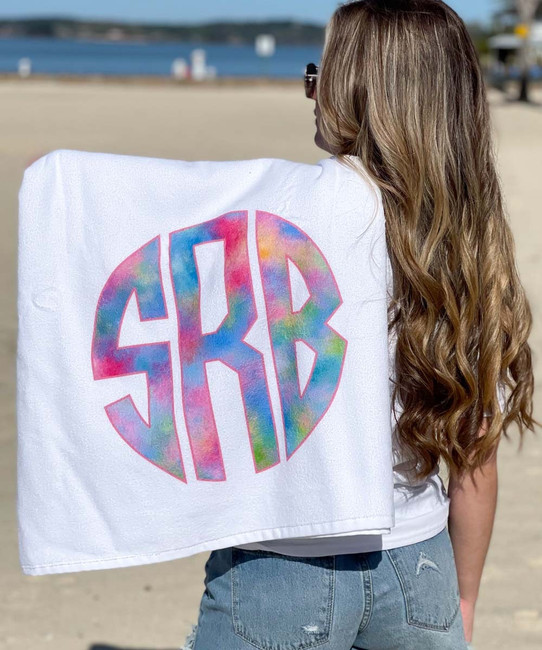 A monogrammed beach towel